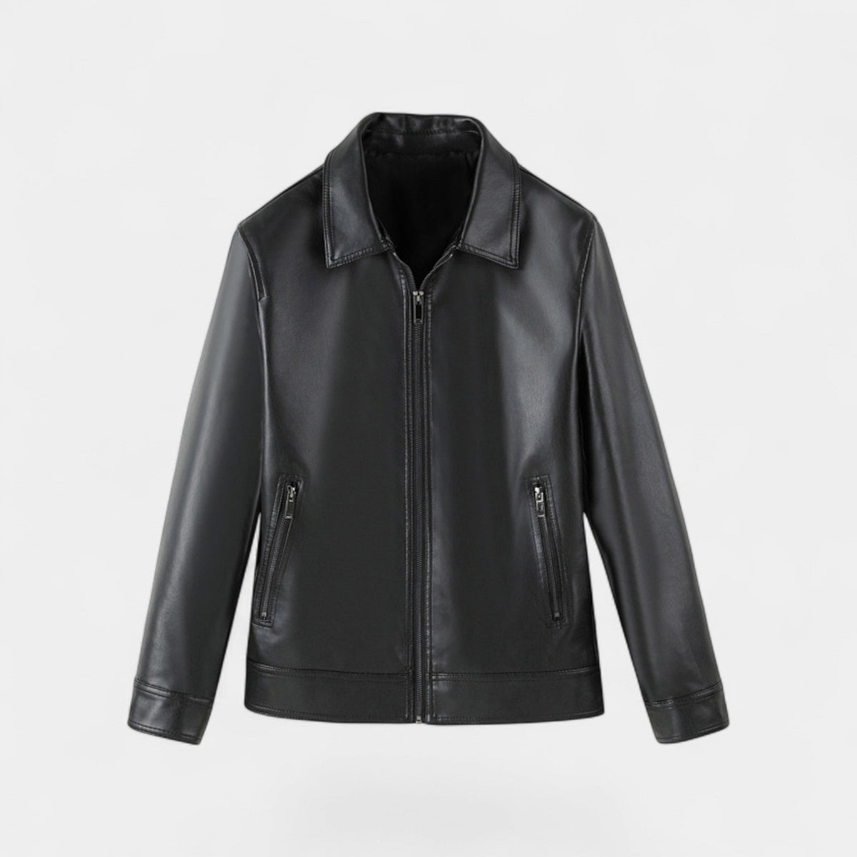 Men's Vegan Leather Jacket – Stand Collar Windproof Style