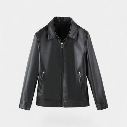 Men's Vegan Leather Jacket – Stand Collar Windproof Style