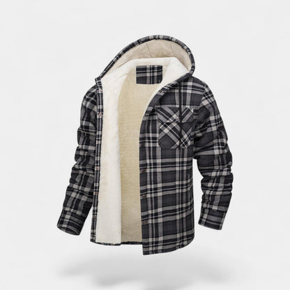 Men's Hooded Cotton Blend Jacket – Check Fleece Lining
