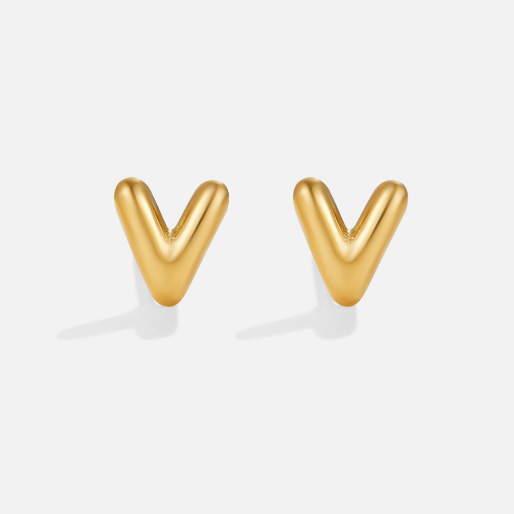 Rounded Initial Letter Gold-Tone Earrings
