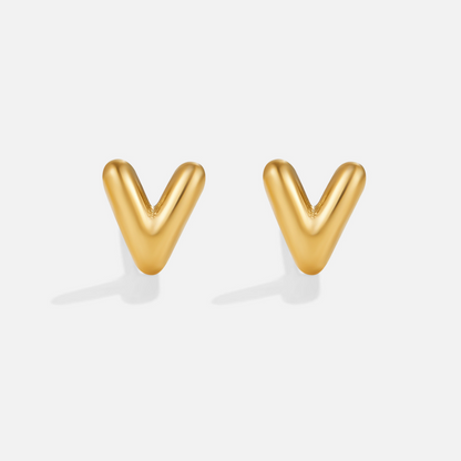 Rounded Initial Letter Gold-Tone Earrings