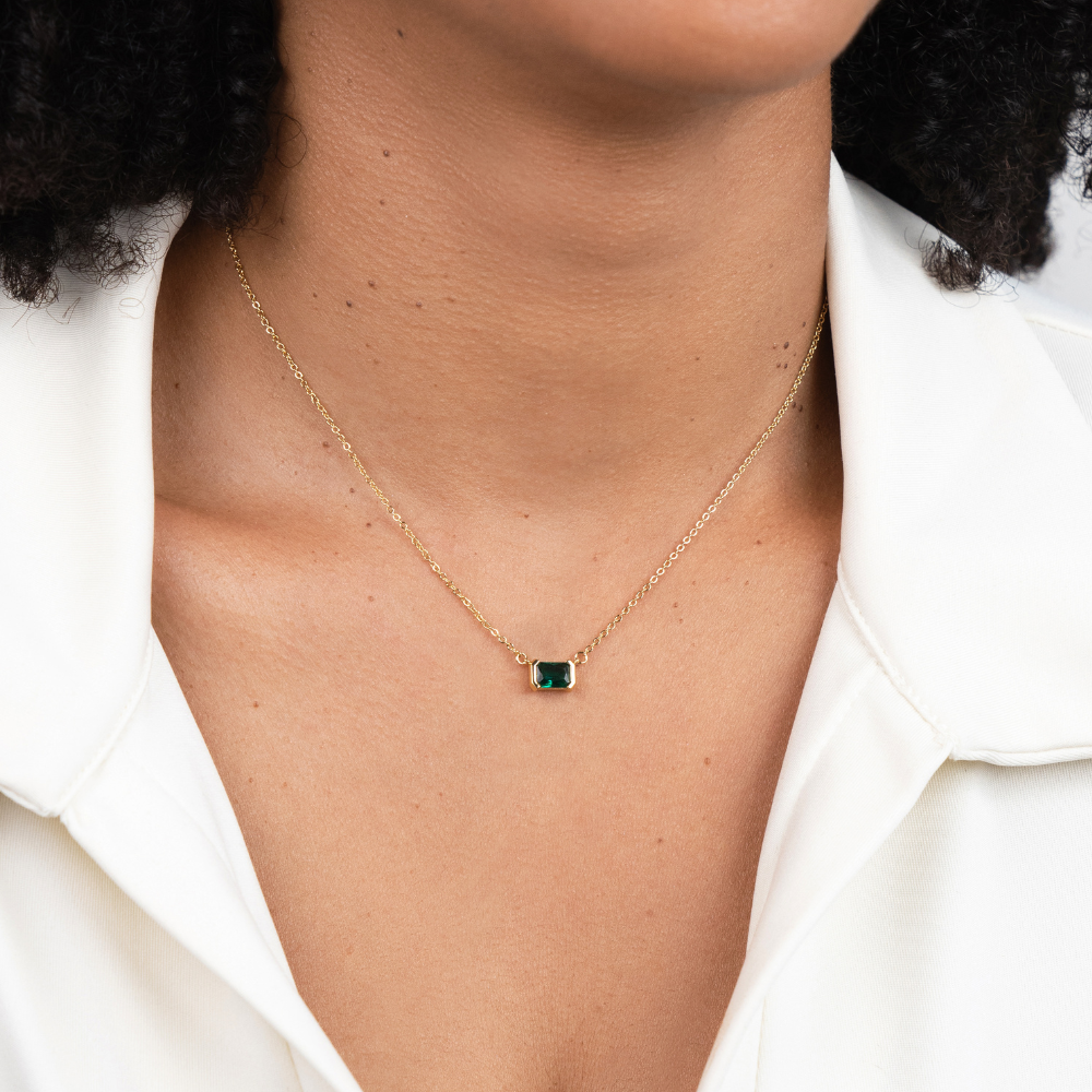 Monica Deep Green Stone Pendant Necklace