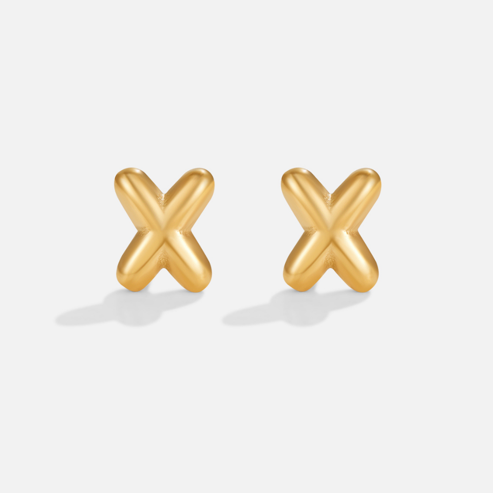 Rounded Initial Letter Gold-Tone Earrings
