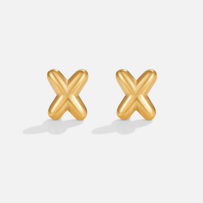 Rounded Initial Letter Gold-Tone Earrings
