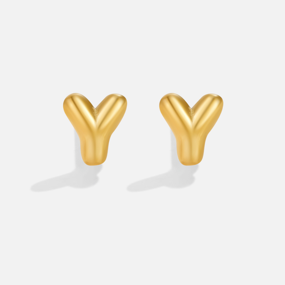Rounded Initial Letter Gold-Tone Earrings