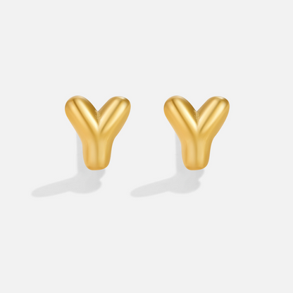 Rounded Initial Letter Gold-Tone Earrings
