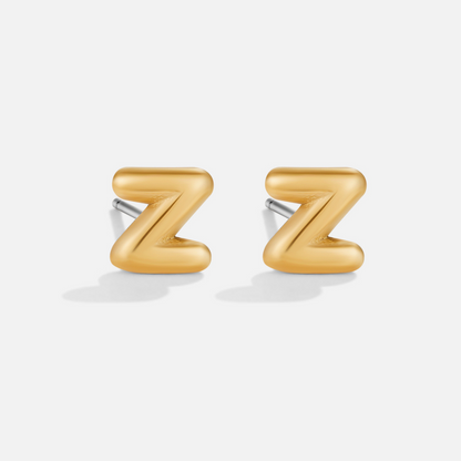 Rounded Initial Letter Gold-Tone Earrings