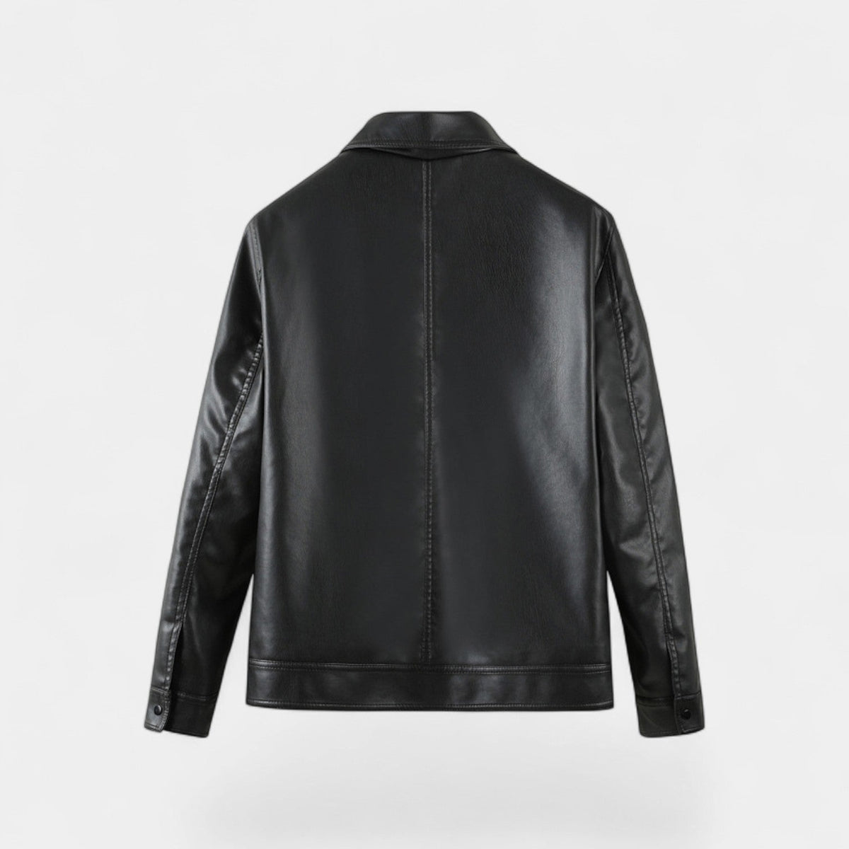 Men's Vegan Leather Jacket – Stand Collar Windproof Style
