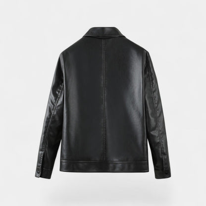 Men's Vegan Leather Jacket – Stand Collar Windproof Style