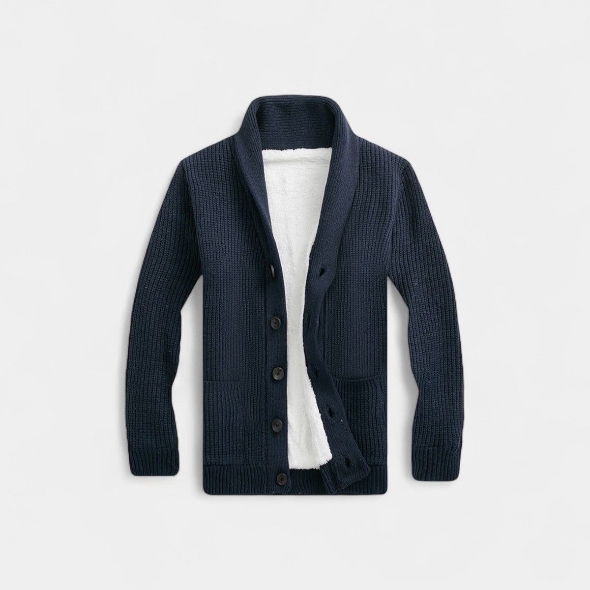 Men's Wool Blend Cardigan – V-Neck Button Through