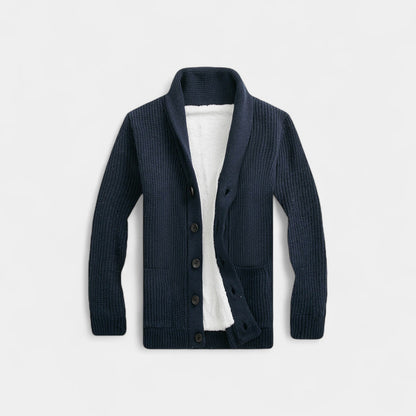 Men's Wool Blend Cardigan – V-Neck Button Through