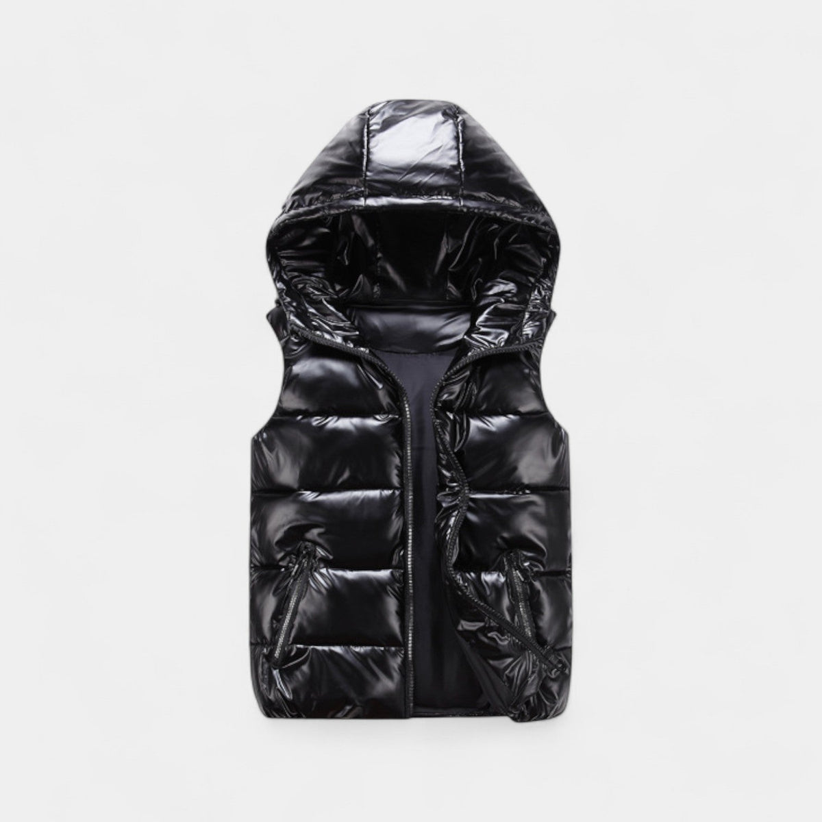 Men's Hooded Body Warmer – Glossy Quilted Finish
