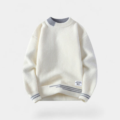 Men's Striped Cotton Jumper – Crew Neck Casual Knit