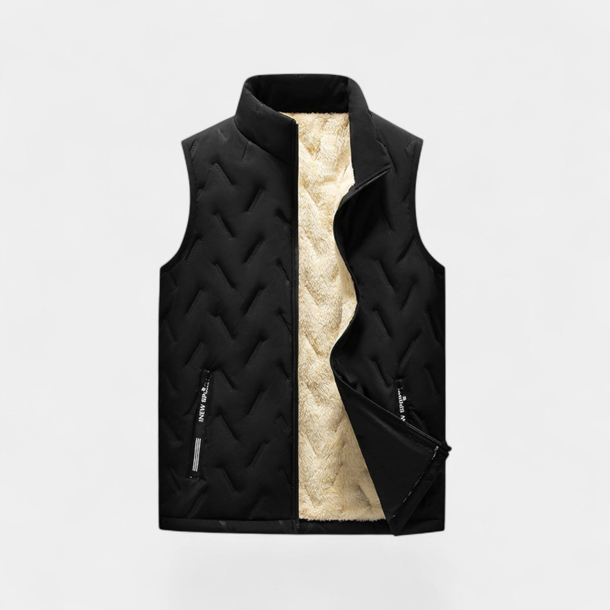 Men's Cotton Gilet – Fleece Lined with a Stand Collar