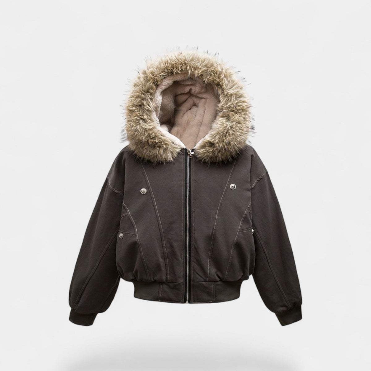Men's Thick Cotton Puffer Jacket – faux fur Lined Hood