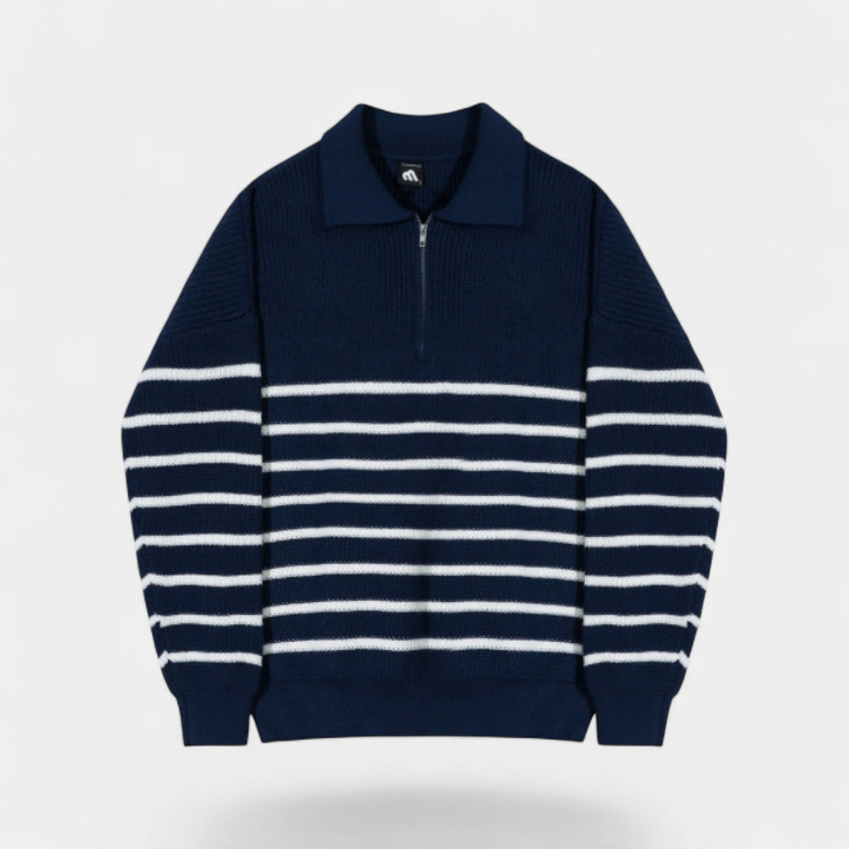 Men's Striped Quarter Zip Jumper – Modern Collared Fit