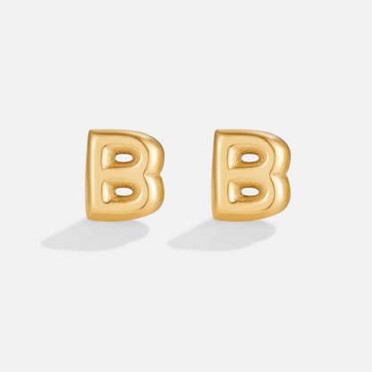 Rounded Initial Letter Gold-Tone Earrings