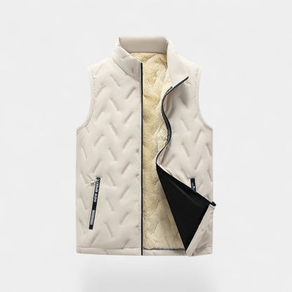 Men's Cotton Gilet – Fleece Lined with a Stand Collar