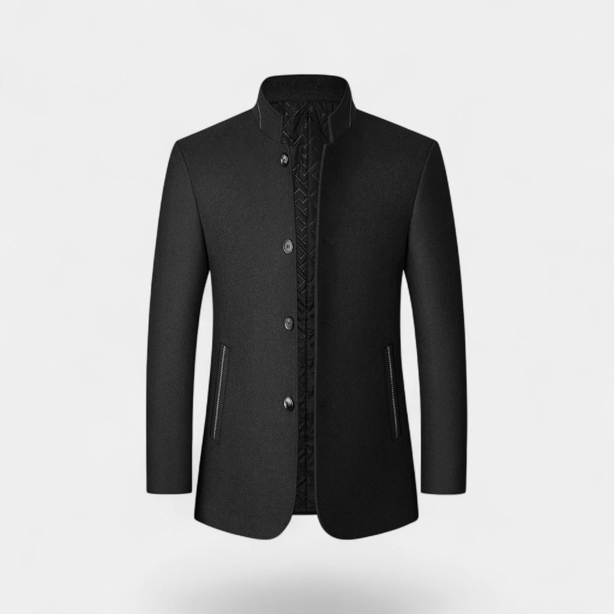 Men's Wool Blend Coat – Structured Stand Collar