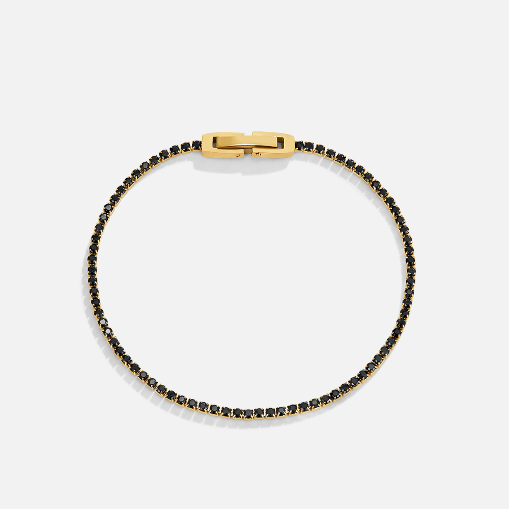Evening Deep Black Crystal Band Bracelet
