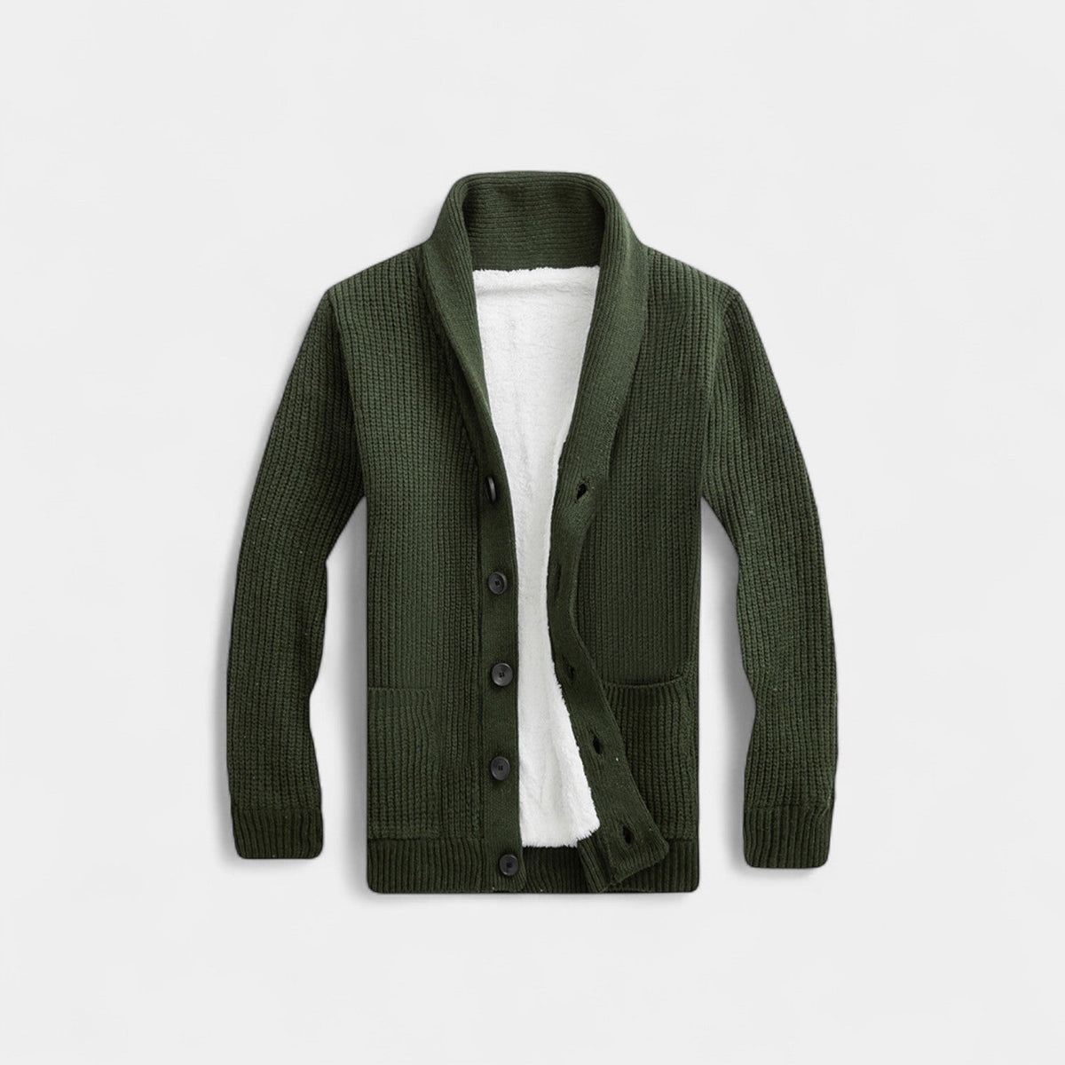 Men's Wool Blend Cardigan – V-Neck Button Through