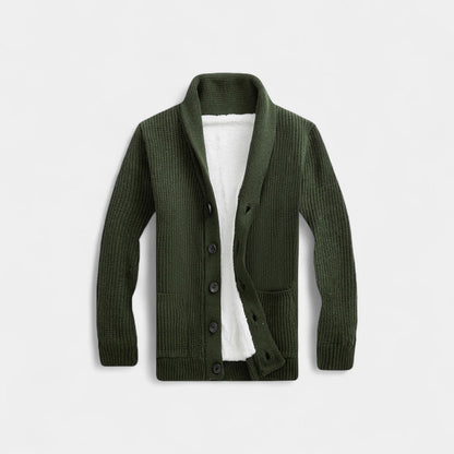 Men's Wool Blend Cardigan – V-Neck Button Through