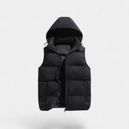 Men's Hooded Body Warmer – Thick Quilted Cotton