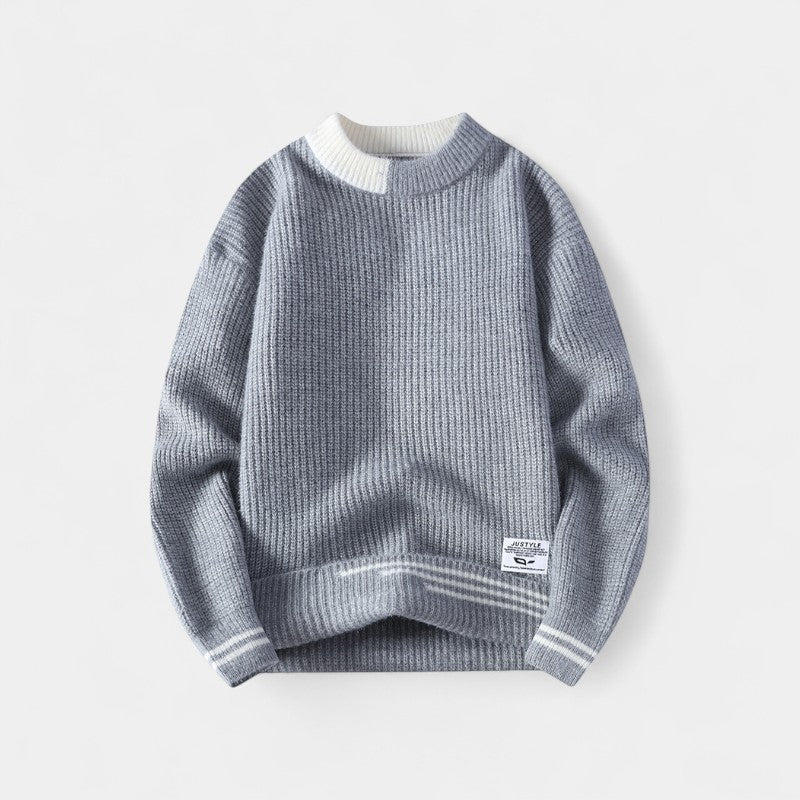 Men's Striped Cotton Jumper – Crew Neck Casual Knit