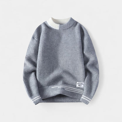 Men's Striped Cotton Jumper – Crew Neck Casual Knit