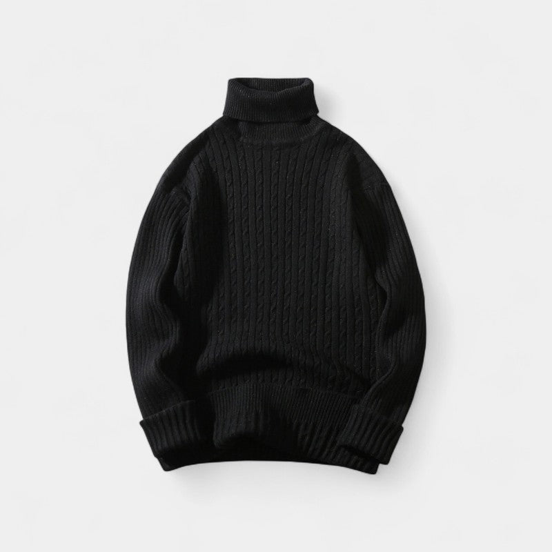 Men's Cable Knit Roll Neck Jumper – Silk Blend Yarn