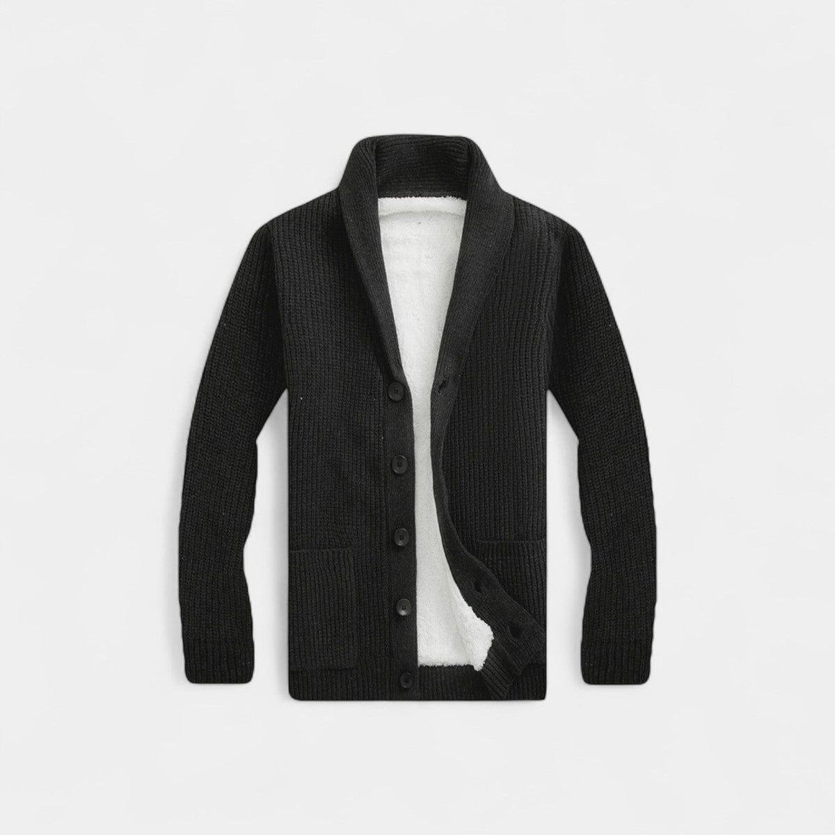 Men's Wool Blend Cardigan – V-Neck Button Through