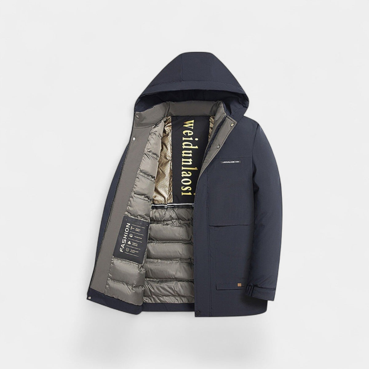Men's Quilted Cotton Parka – Velvet Lined with Hood