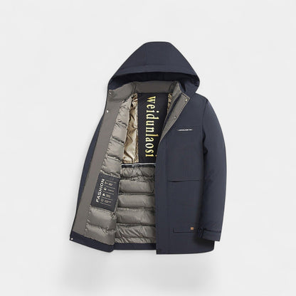 Men's Quilted Cotton Parka – Velvet Lined with Hood