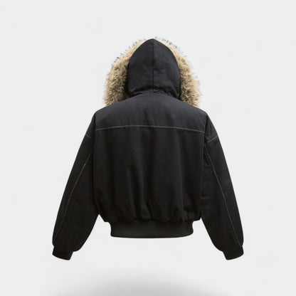Men's Thick Cotton Puffer Jacket – faux fur Lined Hood
