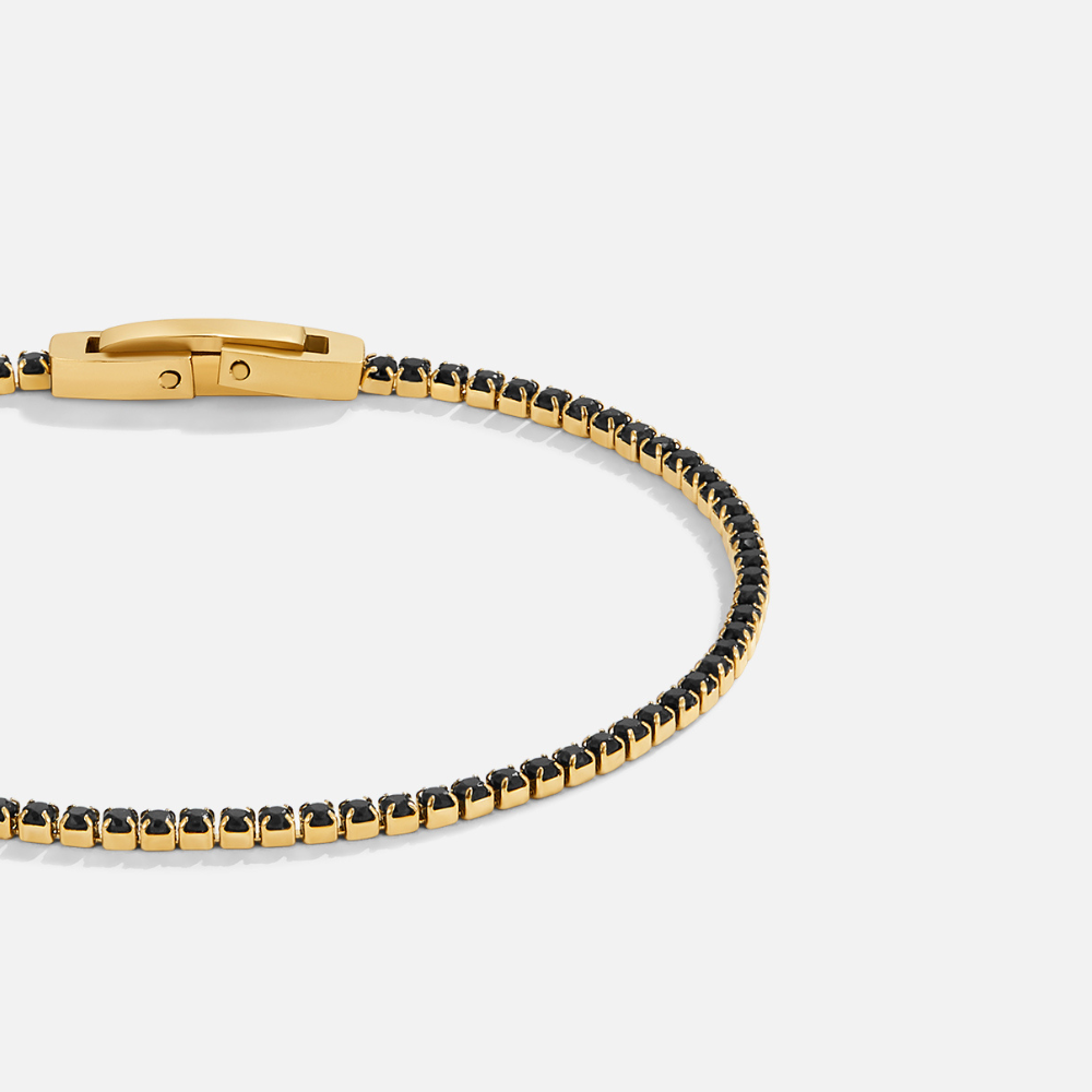Evening Deep Black Crystal Band Bracelet