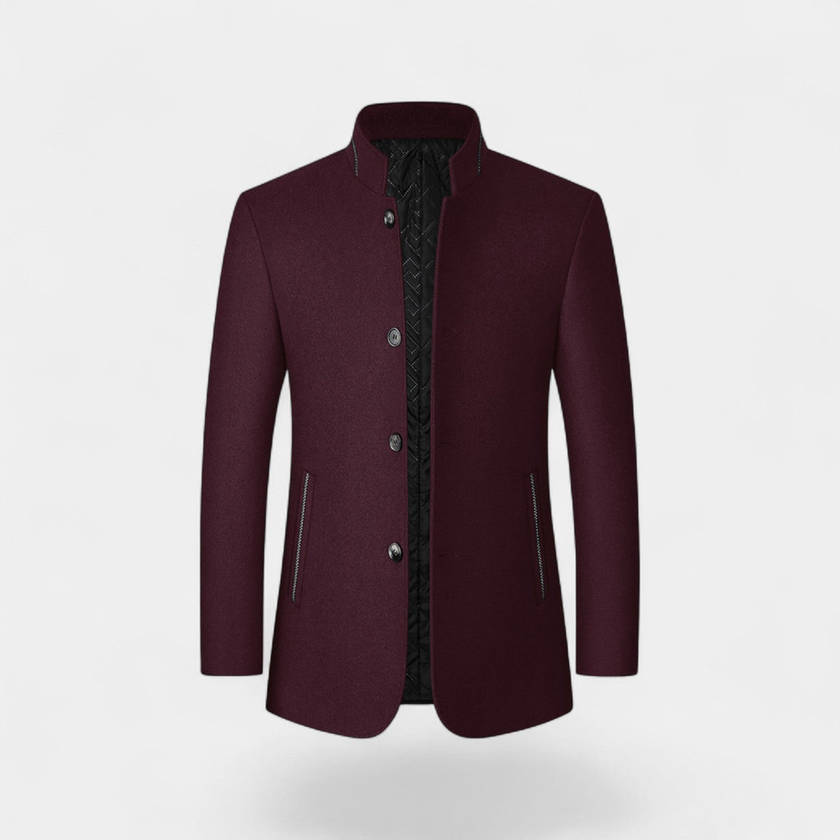 Men's Wool Blend Coat – Structured Stand Collar