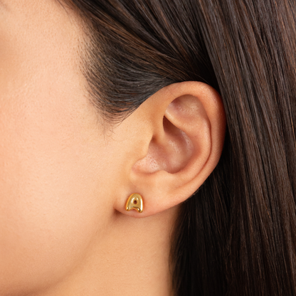 Rounded Initial Letter Gold-Tone Earrings