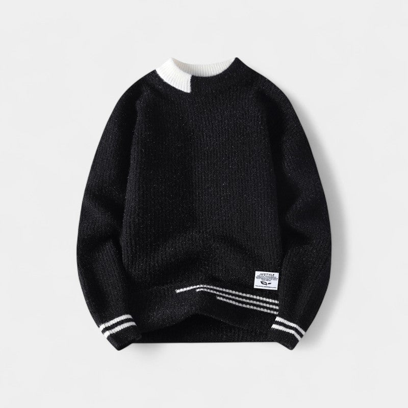 Men's Striped Cotton Jumper – Crew Neck Casual Knit