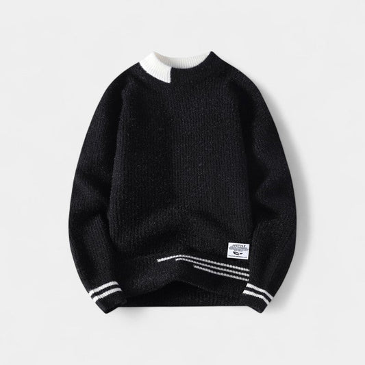 Men's Striped Cotton Jumper – Crew Neck Casual Knit