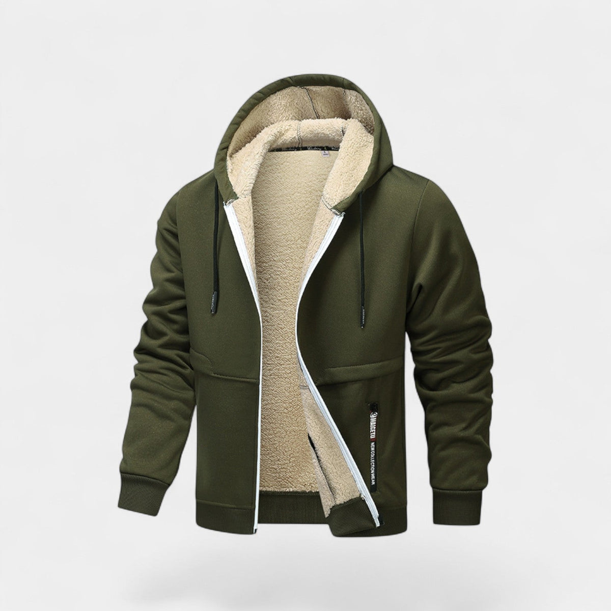 Men's Sherpa Fleece Zip Hoodie – Relaxed Fit Cardigan