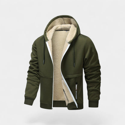 Men's Sherpa Fleece Zip Hoodie – Relaxed Fit Cardigan