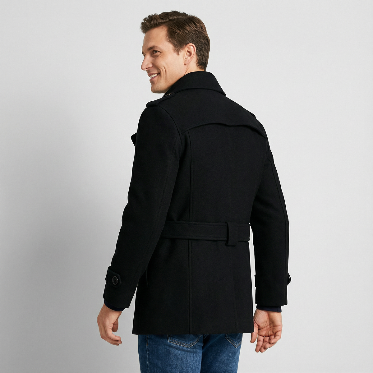 Men's Cotton Blend Trench Coat – Belted Mid Length