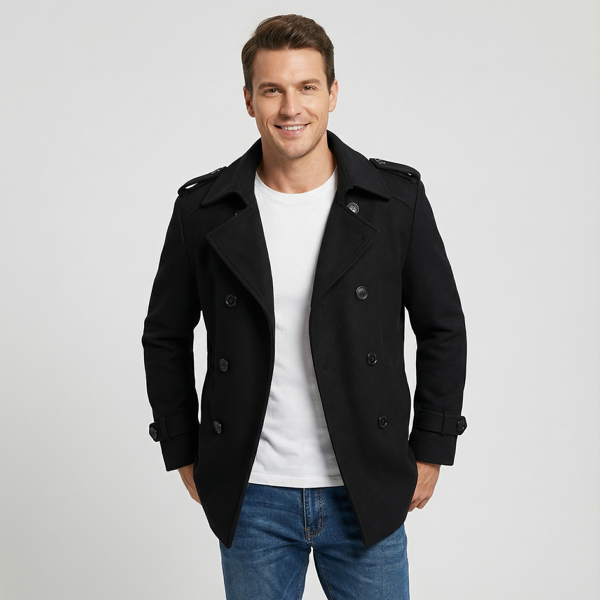 Men's Cotton Blend Trench Coat – Belted Mid Length