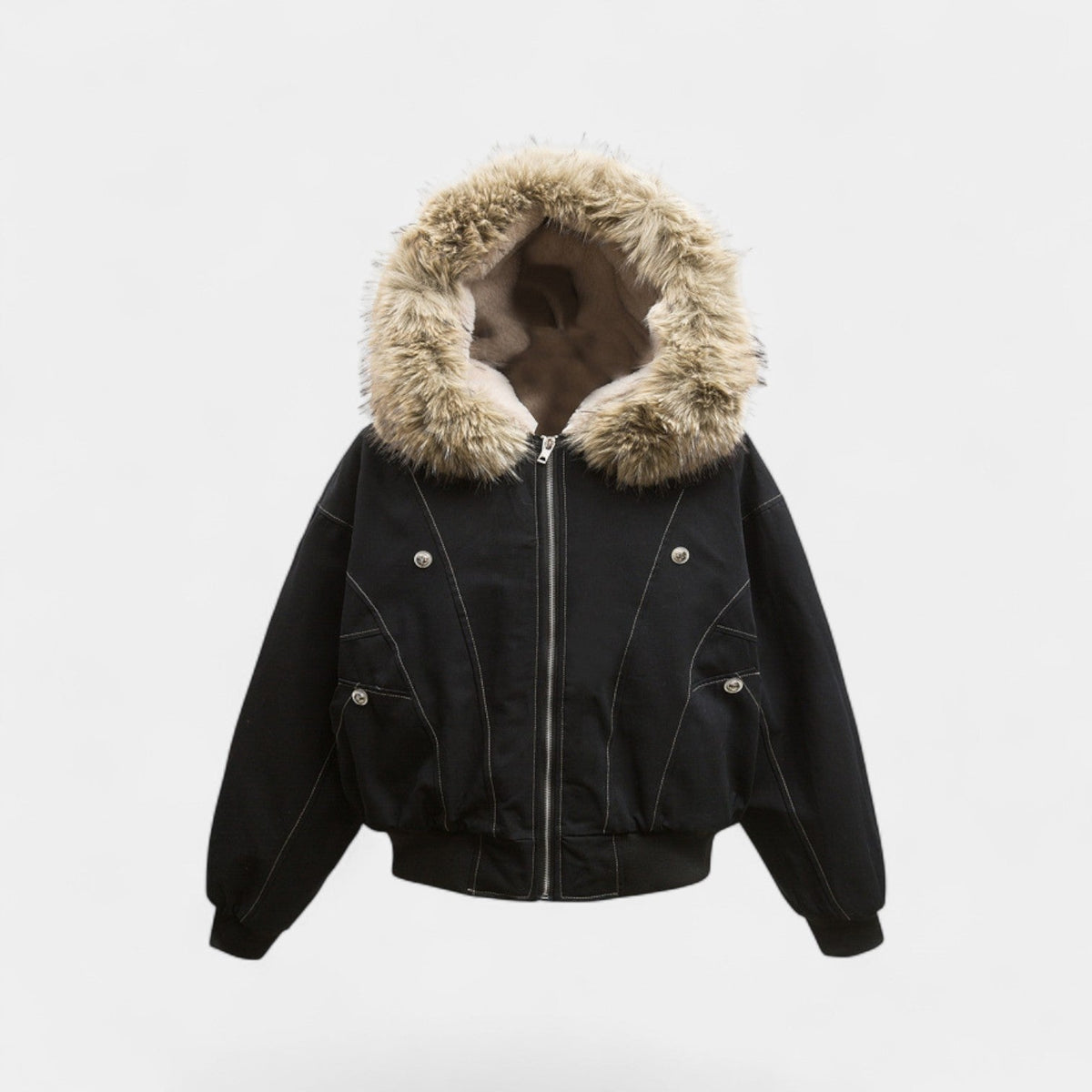 Men's Thick Cotton Puffer Jacket – faux fur Lined Hood