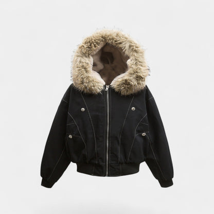 Men's Thick Cotton Puffer Jacket – faux fur Lined Hood