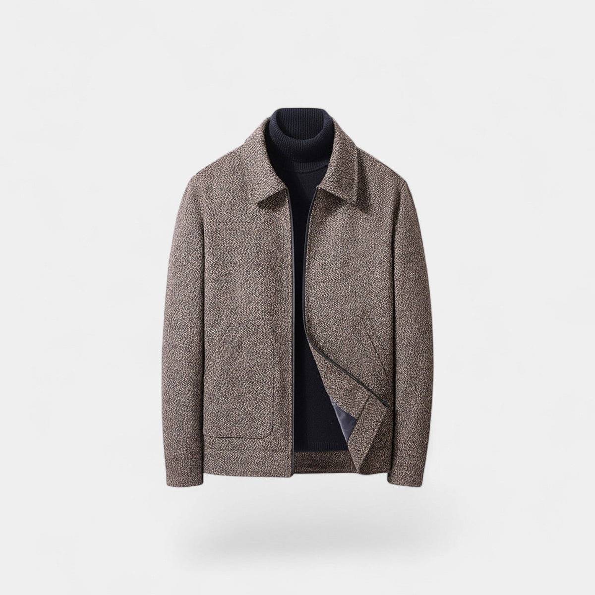 Men's Wool Blend Coat – Stand Collar Tailored Cut