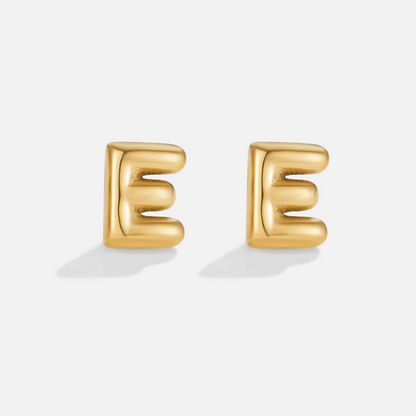 Rounded Initial Letter Gold-Tone Earrings