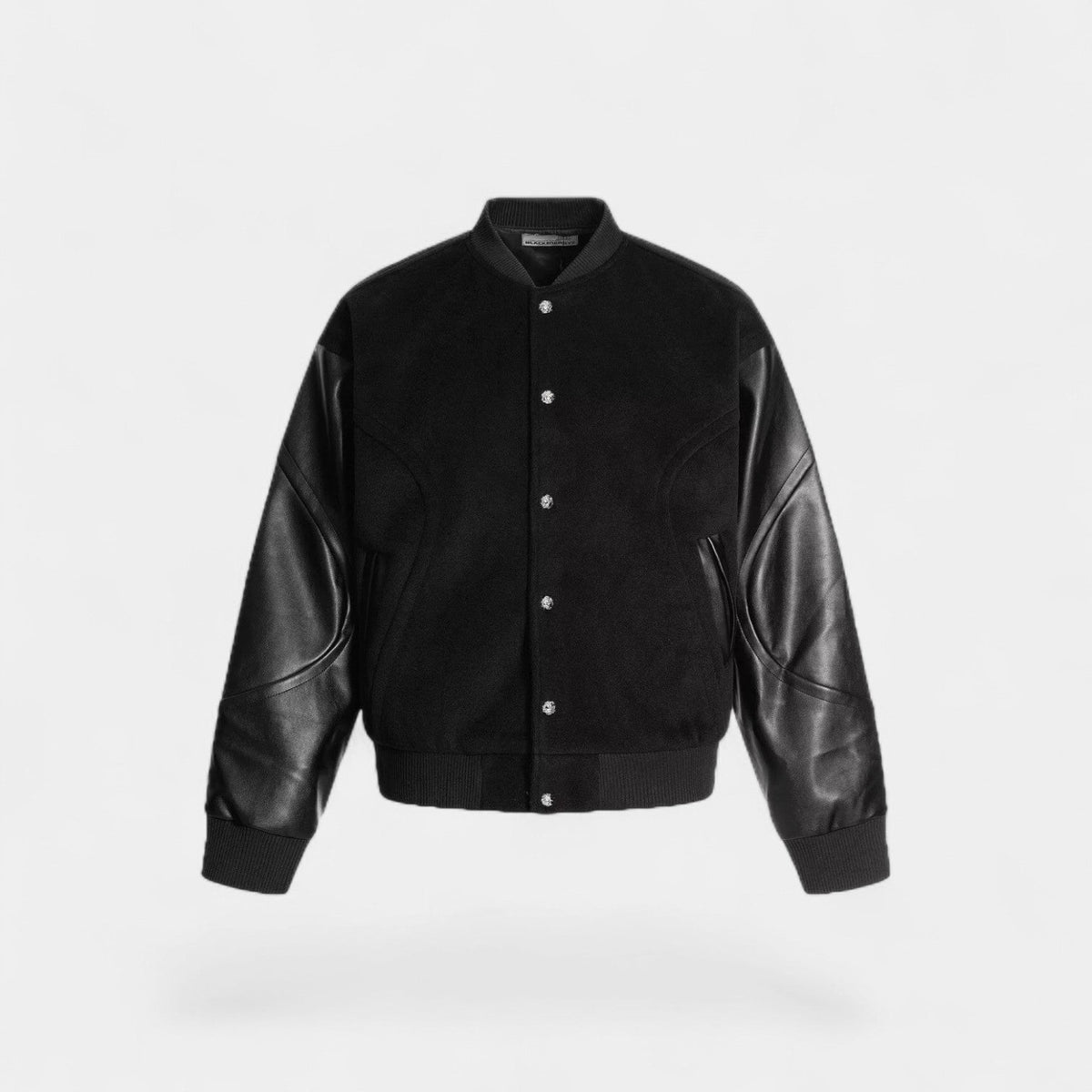 Men's Bomber Jacket – Wool Body with Leather Sleeves