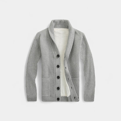Men's Wool Blend Cardigan – V-Neck Button Through