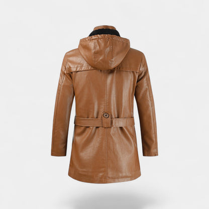 Men's Leather Trench Jacket – Mid Length Modern Cut